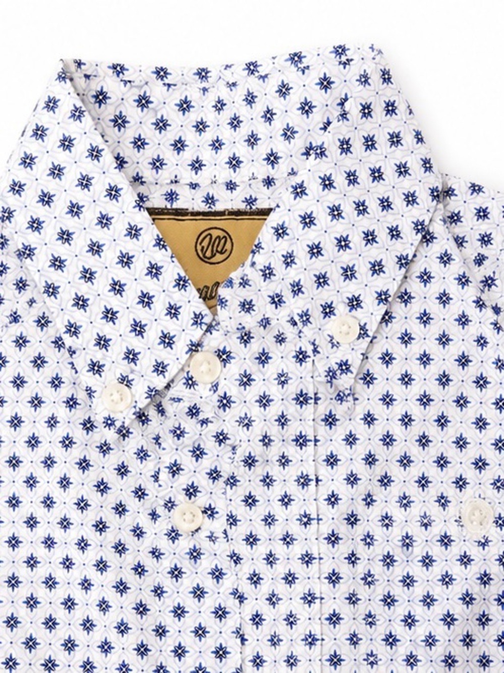 Wrangler White Button-Down Shirt with Blue Micro-Print - Picture 2 of 4
